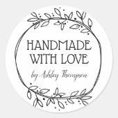 愛スタイリッシュ名で手作りの緑 ラウンドシール (正面)