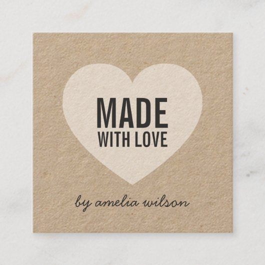 愛スタイリッシュ素朴で作られたハートクラフト スクエア名刺 (正面)