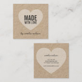 愛スタイリッシュ素朴で作られたハートクラフト スクエア名刺 (正面/裏面)