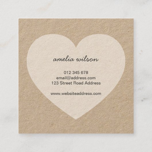 愛スタイリッシュ素朴で作られたハートクラフト スクエア名刺 (裏面)