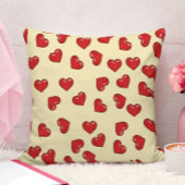 愛スタイリッシュ:黄色の赤いハートパターン クッション