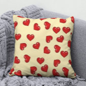 愛スタイリッシュ:黄色の赤いハートパターン クッション