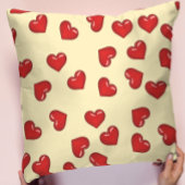 愛スタイリッシュ:黄色の赤いハートパターン クッション