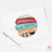 愛ステッカーとハンドメイド裁縫のキルティングの生地 ラウンドシール (封筒)