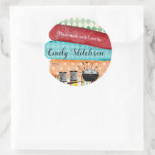 愛ステッカーとハンドメイド裁縫のキルティングの生地 ラウンドシール (バッグ)