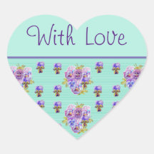 愛ステッカー付きパニストライプーフラワーアクアフローラ