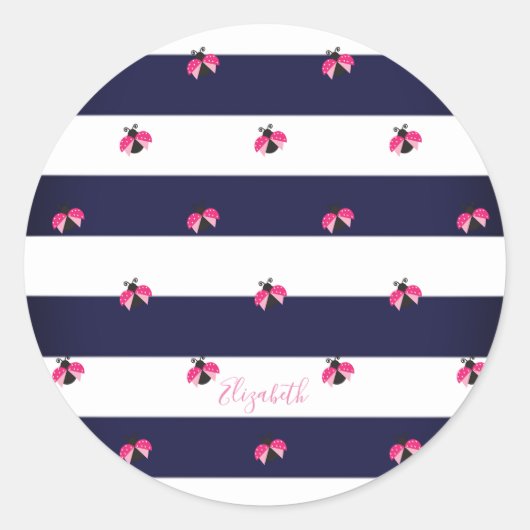 愛ストライプのらしいパーソナライズされた- ラウンドシール (正面)