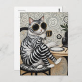 愛ストライプのらしい猫 ポストカード (正面/裏面)