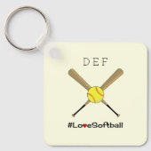 愛ソフトボールあなたのイニシャルスポーツ キーホルダー (正面)