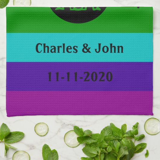 愛タイポグラフィのレズビアンのゲイプライドLGBTの虹 キッチンタオル (折り畳み)