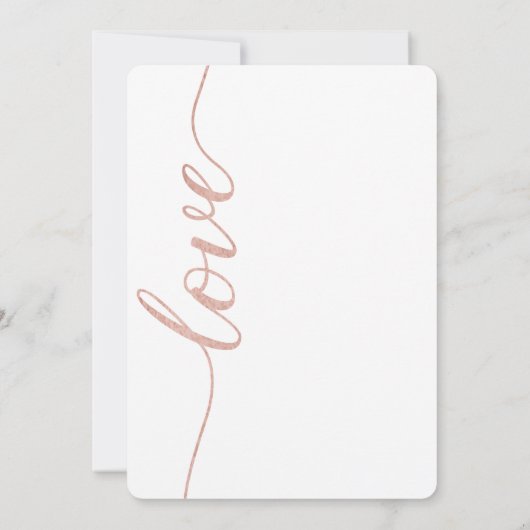 愛タイポグラフィの灰色の結婚式のばら色の金ゴールドの原稿 招待状 (裏面)