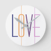 愛タイポグラフィモダンストライプの数々の色 ラウンド壁時計 (正面)