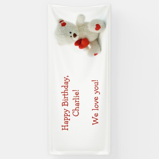 愛テディのカスタムな文字及び写真の旗 横断幕 (縦)