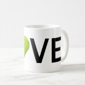 愛テニスのマグ(テニス・ボールのハート) コーヒーマグカップ (正面右)