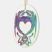 愛ドラゴンの楕円形の陶磁器のオーナメントで編まれる セラミックオーナメント (左)