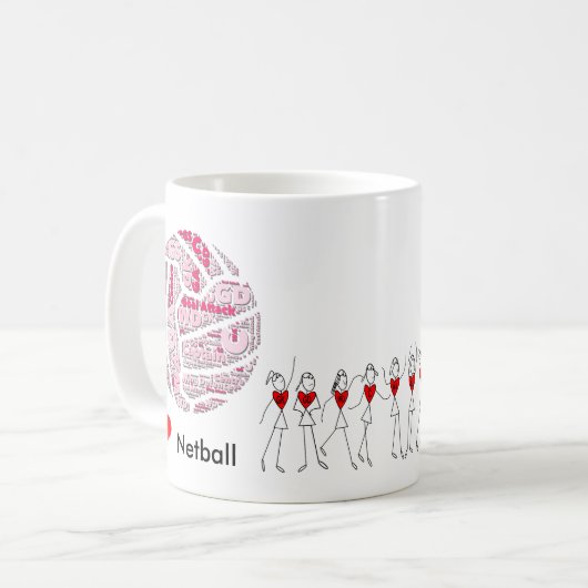 愛ネットボールは単語の雲を置きます コーヒーマグカップ (正面左)