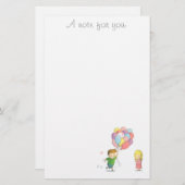 愛ノートの男の子は気球を持つ女の子に走ります 便箋 (正面/裏面)