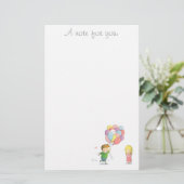 愛ノートの男の子は気球を持つ女の子に走ります 便箋 (スタンド正面)