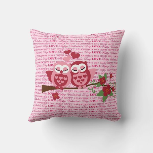愛ハッピーバレンタインデーのギフトのかわいいフクロウ クッション (裏面)