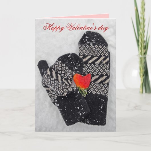愛ハッピーバレンタインデーカードの2つのミトン シーズンカード (正面)