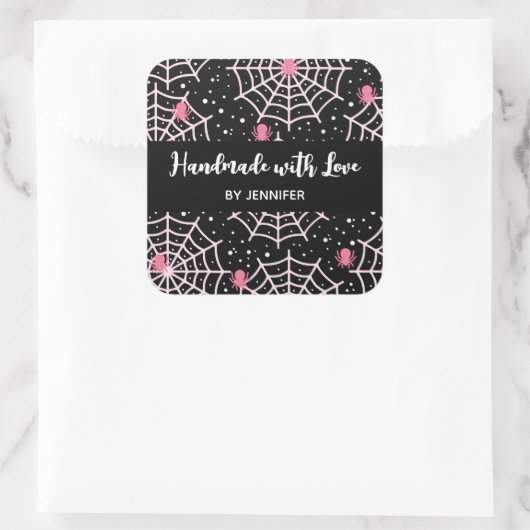 愛ハロウィーンクモの巣とクモの模様で作られる スクエアシール (バッグ)