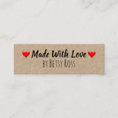 愛ハンドメイドのクラフトと作られるハートの素朴 スキニー名刺 (正面)