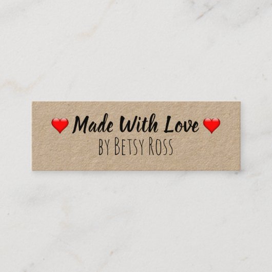 愛ハンドメイドのクラフトと作られるハートの素朴 スキニー名刺 (正面)