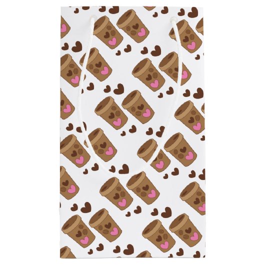 愛ハートが付いている2つのコーヒーカップ スモールペーパーバッグ (裏面)