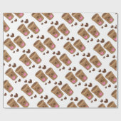 愛ハートが付いている2つのコーヒーカップ ラッピングペーパー (フラット)