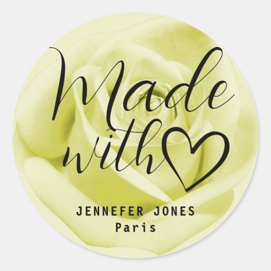 愛ハートでシンプル作られたイエローローズのミニマリスト ラウンドシール (正面)