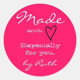 愛ハートでシンプル作られたホットピンクのミニマリスト ラウンドシール