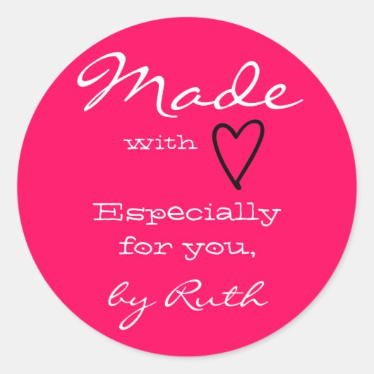 愛ハートでシンプル作られたホットピンクのミニマリスト ラウンドシール (正面)