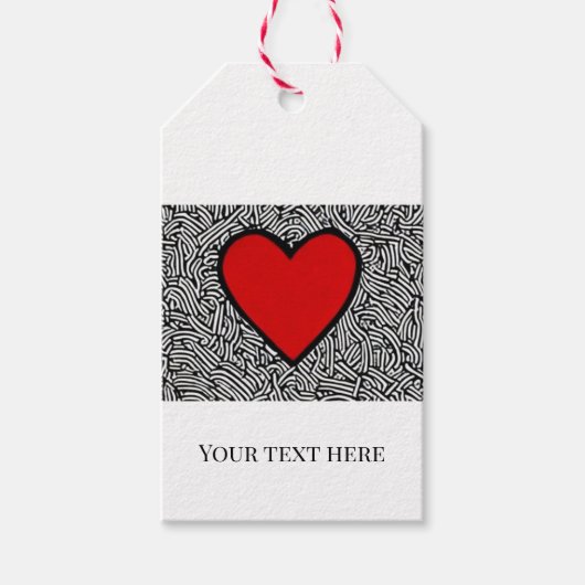 愛ハートとドードルギフトラベル独自の作成 ギフトタグ (正面)