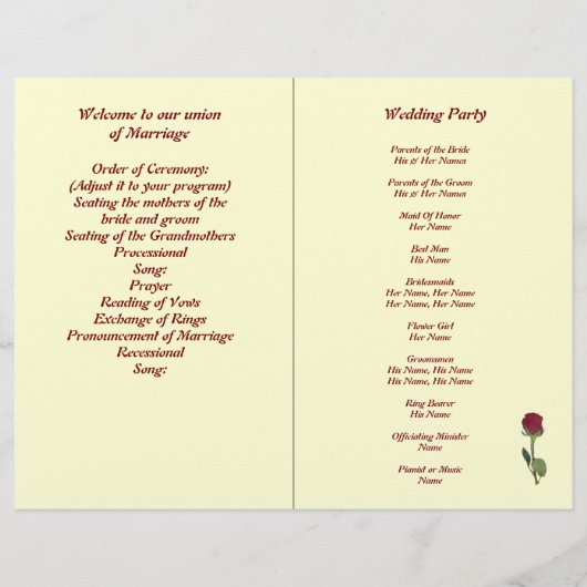 愛ハートとレッドローズ結婚の折り畳みプログラム (裏面)