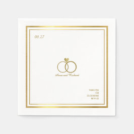 愛ハートと結婚2つのリングエレガント、 スタンダードカクテルナプキン