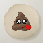 愛ハートのウンチのEmojiの枕 ラウンドクッション (正面)