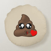 愛ハートのウンチのEmojiの枕 ラウンドクッション (裏面)