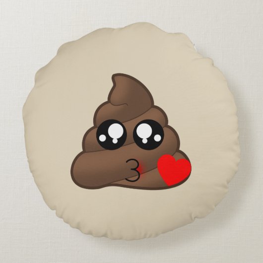 愛ハートのウンチのEmojiの枕 ラウンドクッション (裏面)