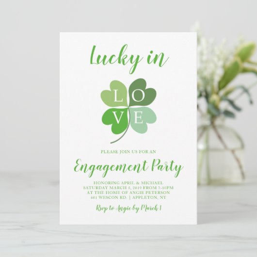 愛ハートのシャムロックの婚約パーティで幸運 招待状 (スタンド正面)