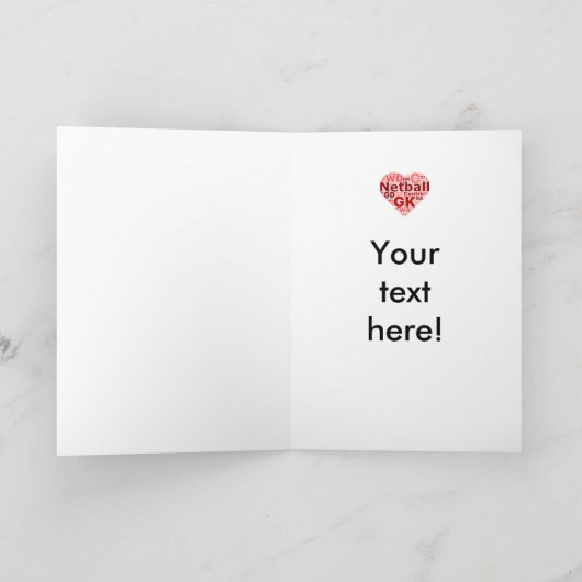 愛ハートのデザインのネットボールは感謝していしています サンキューカード (内部)