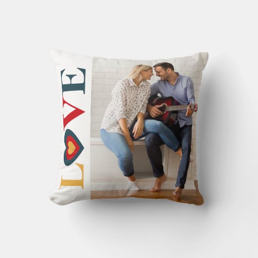 愛ハートのパーソナライズな写真の装飾用クッション クッション (正面)