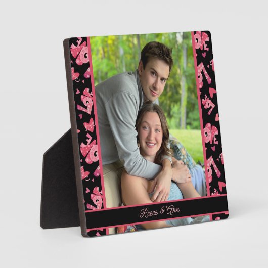 愛ハートの写真カスタマイズの名前 フォトプラーク (正面)