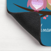 愛ハートの十分の美しくかわいいフクロウのカップル マウスパッド (コーナー)