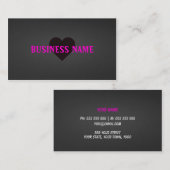愛ハートの名刺の黒およびダークグレー 名刺 (正面/裏面)