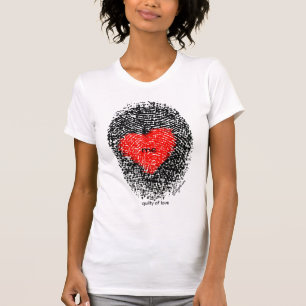 愛ハートの指紋のTシャツ Tシャツ