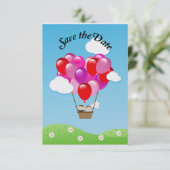 愛ハートの熱気の気球の結婚式の保存日付 セーブザデート (スタンド正面)