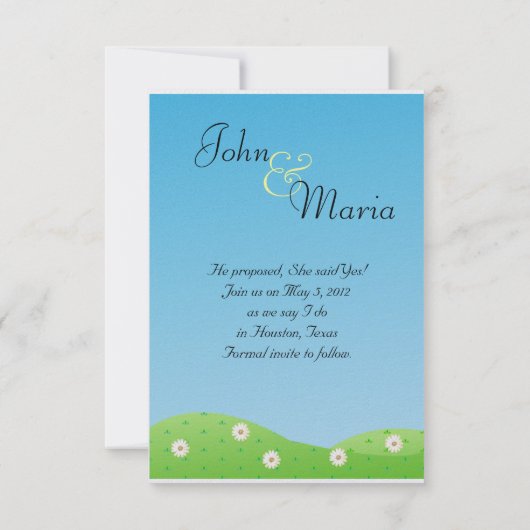 愛ハートの熱気の気球の結婚式の保存日付 セーブザデート (裏面)