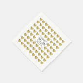 愛ハートの白のパターパーソナライズされた結婚ン スタンダードカクテルナプキン (角)