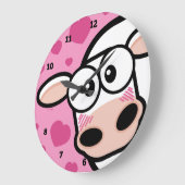 愛ハートを持つ赤面牛 ラージ壁時計 (傾斜)