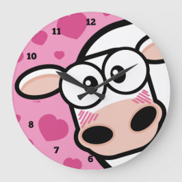愛ハートを持つ赤面牛 ラージ壁時計